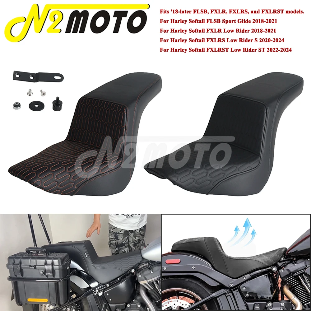 Motorcycle Two-Up Driver Passenger Seat For Harley Softail Low Rider Sport Glide 18-21 FXLRST 22-24 2-up Front Rear Cushion Seat