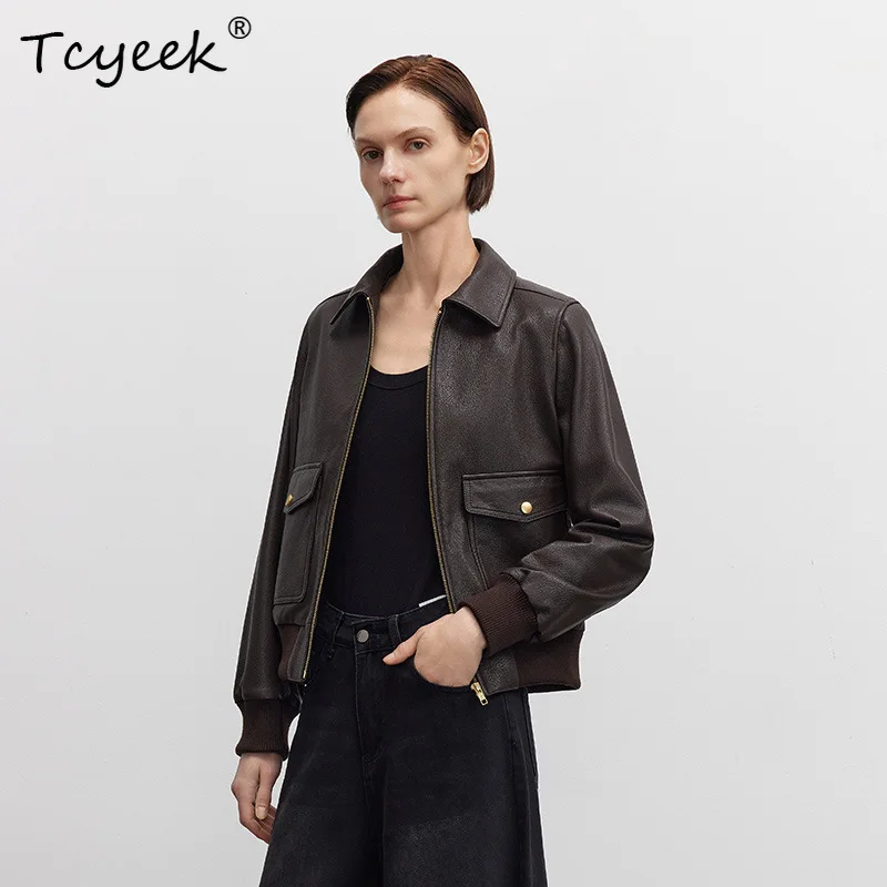 Tcyeek Natural Sheepskin Womens Jackets Real Leather Jacket Women Spring Autumn Motocycle Coat Trendy 2026 Casaco Feminino