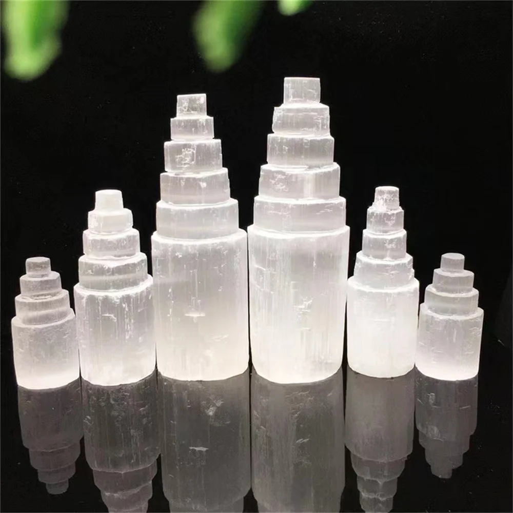 New Stone Yoga Meditation Cute Heal the Mind Quartz Tower Crafts Gypsum Tower Crystal Stone Pillar Desktop Ornament