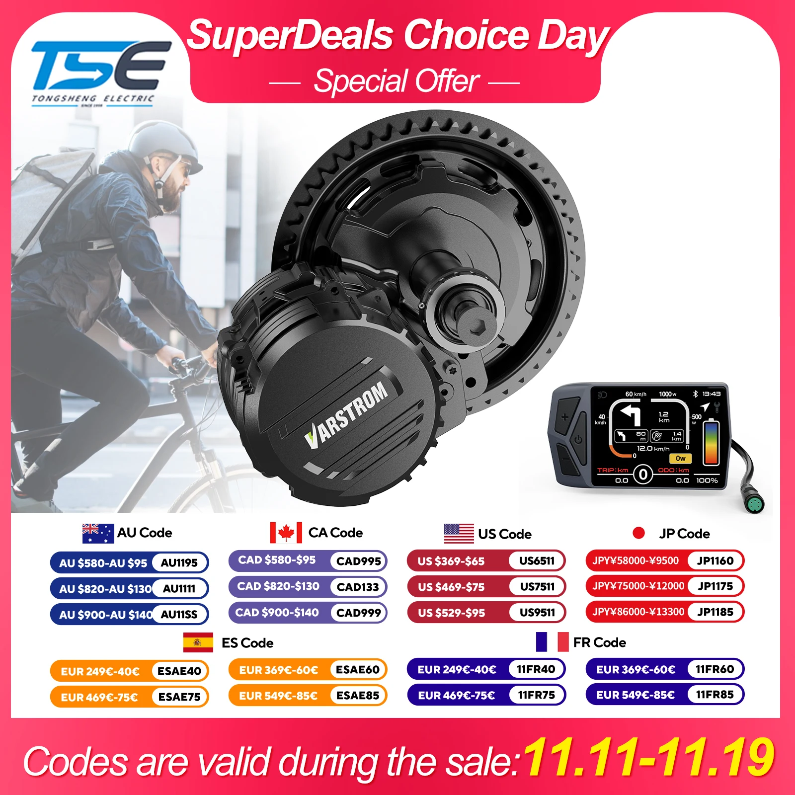 Zestaw do konwersji roweru elektrycznego z silnikiem centralnym Tongsheng TSDZ16 1000W, TSDZ8 750W, TSDZ2B 500W, 250W z czujnikiem momentu obrotowego, rozstaw osi 68-73mm