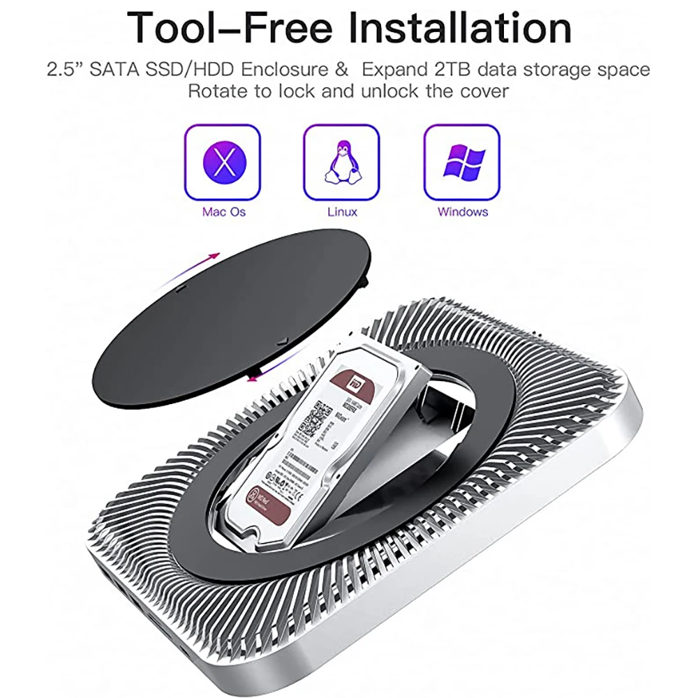 BP BIRD الكمثرى USB C Hub مع القرص الصلب الضميمة نوع-C محطة لرسو السفن لماك ميني مع 2.5 SATA NVME M.2 SSD Case USB3.0 M1