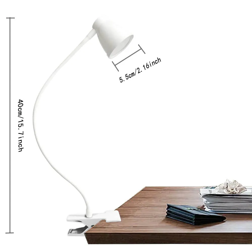 Lampka biurkowa LED z klipsem USB Book Light 360 °   Elastyczna ochrona oczu, giętka szyjka, 3 poziomy jasności, regulowana lampka do czytania przy łóżku. — zdjęcie 7