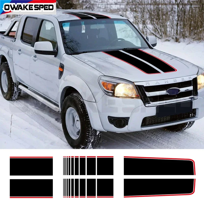 Car Engine Cover Vinyl Film Hood Bonnet Stripes Sticker Roof Trunk Graphcis Decal For  Ranger Raptor 2015-2022 Accessories