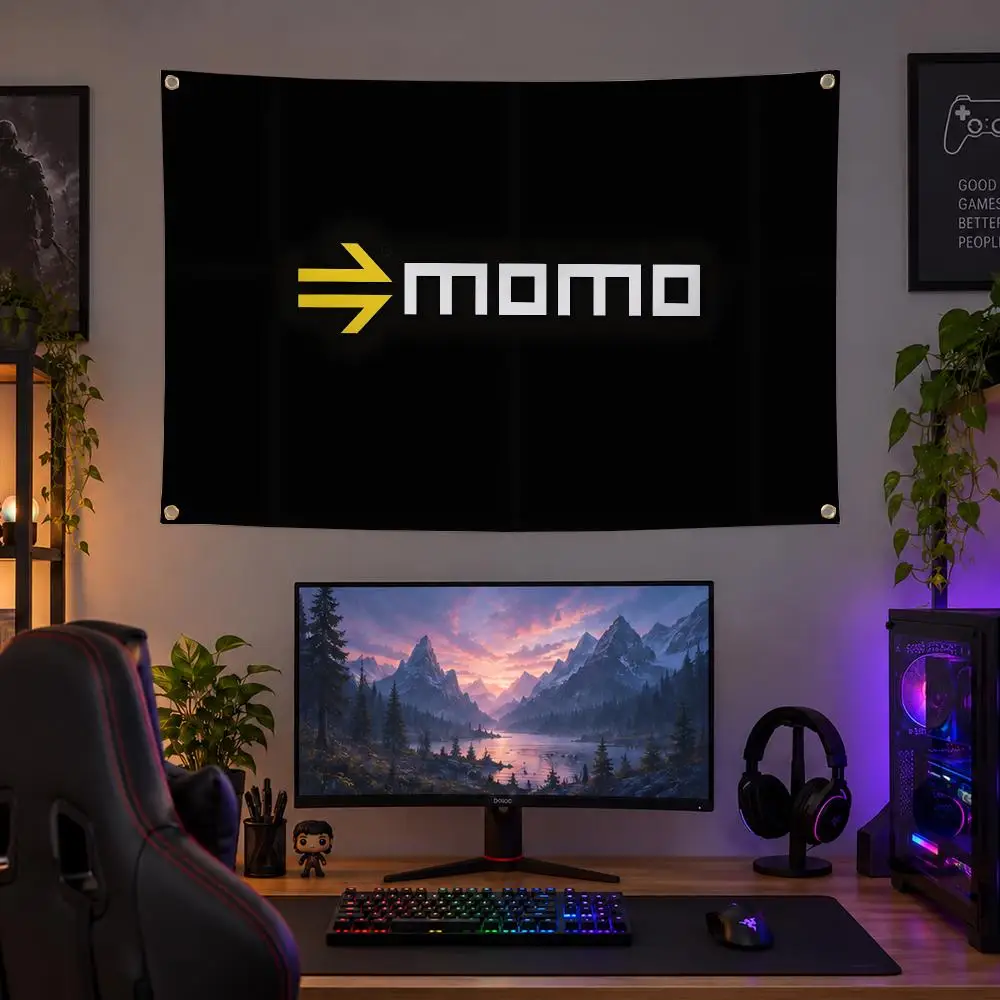 MOMO Steering Wheel Racing Gear Flags Personalized Banner Flag Room Dorm Camping Picnic Garage Bar Outdoor Wall Decor view 4