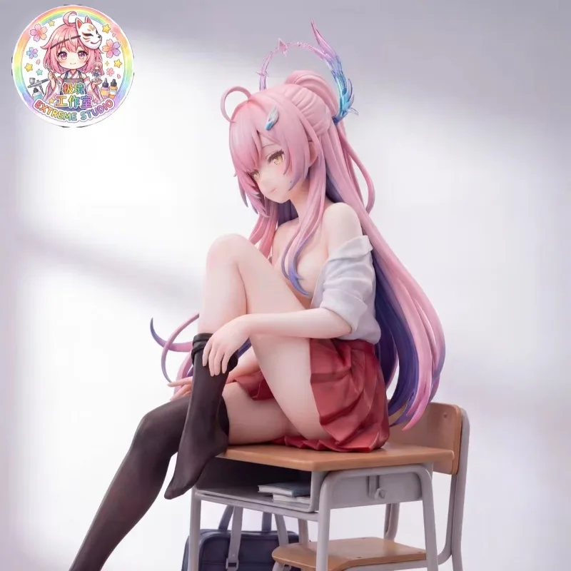 Wuthering Waves Aemeth After School Figure – Pink Hair Angel Halo 25cm Sitting Posture Sexy Maid Movable PVC Toy Model Gift