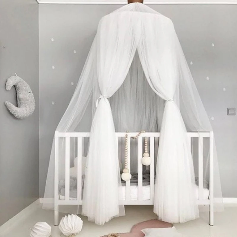 1pc Hanging Fairy Princess Mosquito Net Crown Round Screen Canopy Insect Bed Voile Garden Camping Anti-Mosquito Kids Room Decor