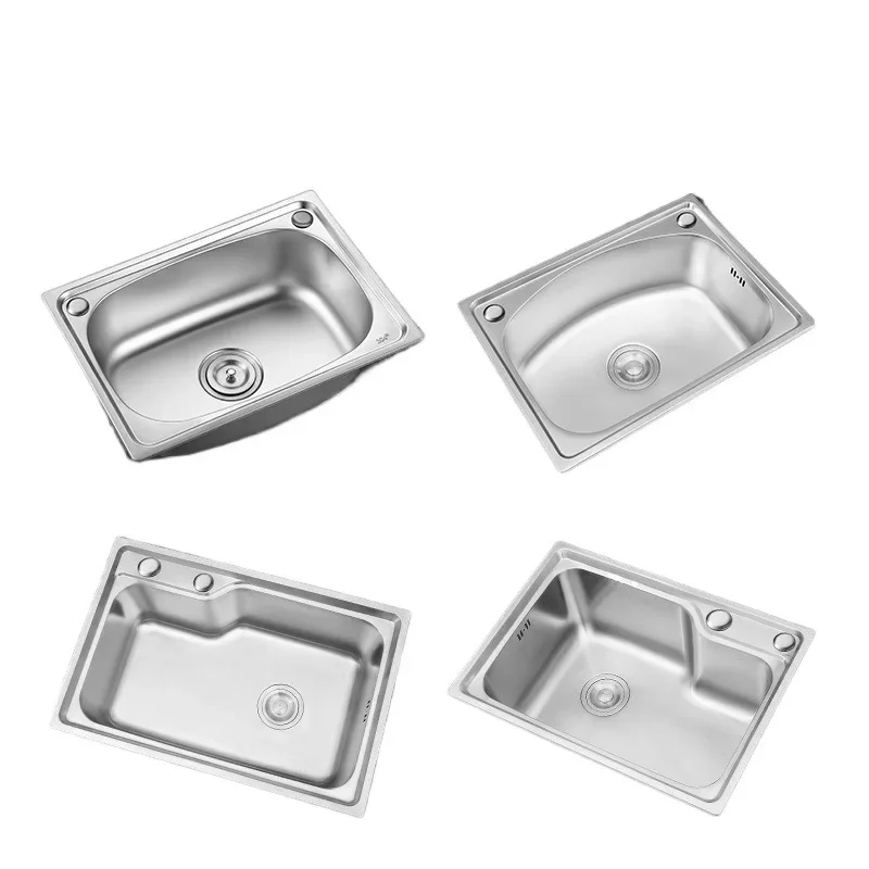 Stainless Steel Wall-mounted Sink Small Single Sink Wash Basin Single Basin with Bracket Kitchen Simple Vegetable Basin