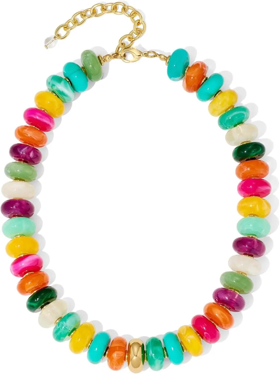 

Colorful Chunky Beaded Adjustable Choker Necklace Summer Beach Boho Statement Jewelry for Women