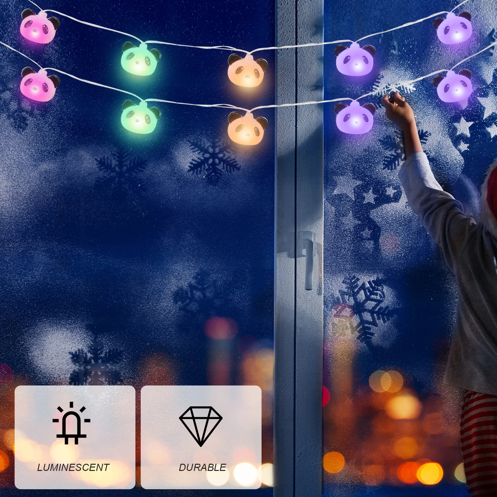 1Set Panda String Light LED Decorative Plastic LED Lamp Beads for Home Room Wedding Party Bedroom Holiday Lighting Ornament