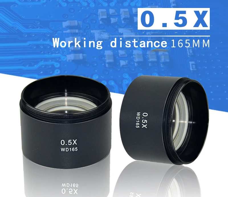 WD165 0.5X 0.7X 1.0X 2.0X Auxiliary Objects Lens Microscope Camera Lens For Trinocular Stereo Zoom Microscope Barlow Glass Lens