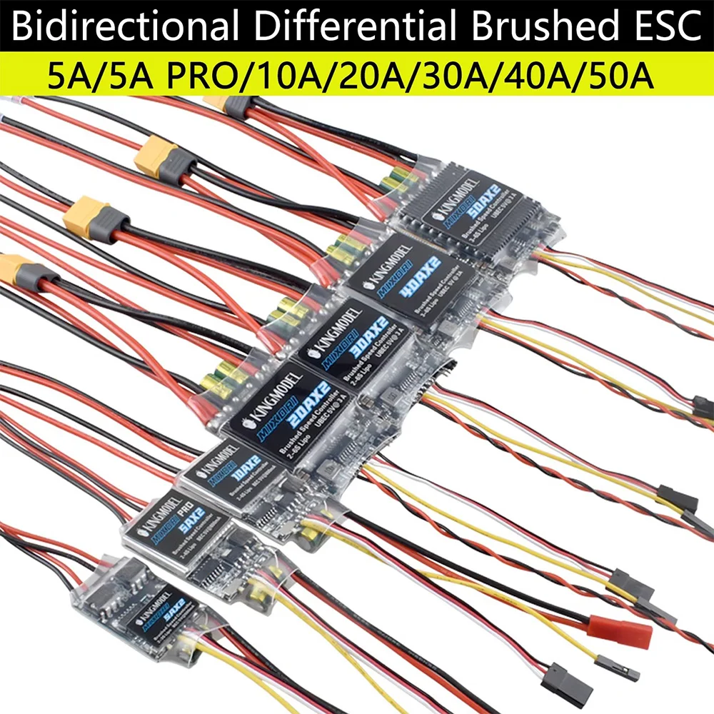 2A/5A/5A PRO/10A/20A/30A/40A/50A Bidirektionaler Dual-Wege-Bürsten-ESC-Regler für RC-Modellboote/-Panzer 180 bis 795 Bürstenmotor