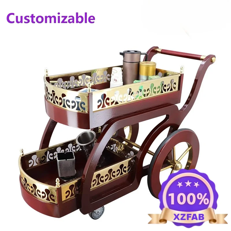 Factory Direct 2026 Indoor furniture New Chinese-style wine cart tea cart restaurant home commercial hotel mobile food delivery