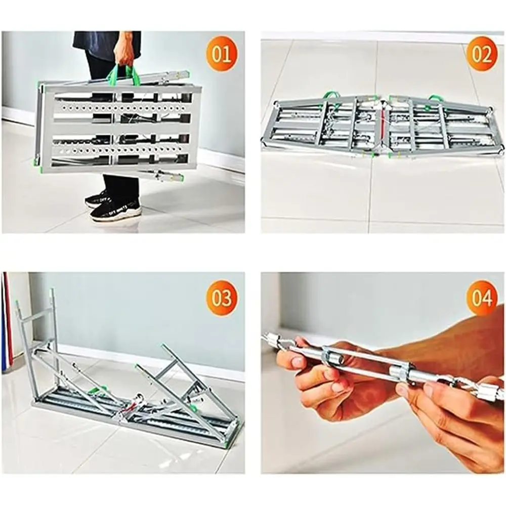 Versatile Height-Adjustable Folding Scaffold - 400 lbs Capacity Work Platform for Home, Engineering, and Ladder Tasks