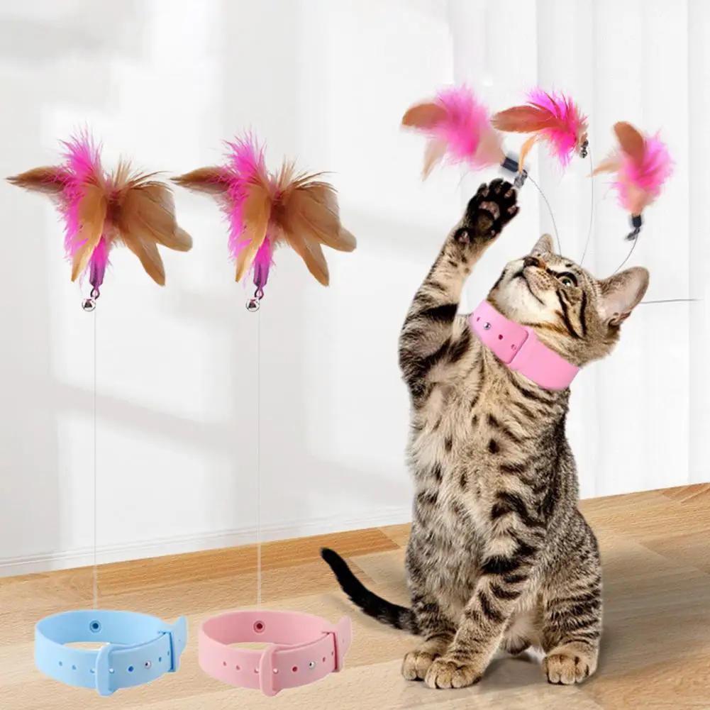 Engraçado Feather Teaser Stick com Bell para Animais de Estimação, Cat Wand, Kitten Playing, Training Toys, Interactive Toys