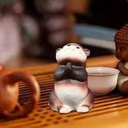 Small Otter Tea Pet Statue Ornaments Adorable Handmade Table Centerpiece Mini Otter Figurine for Office Shelf Home Bathroom Cafe