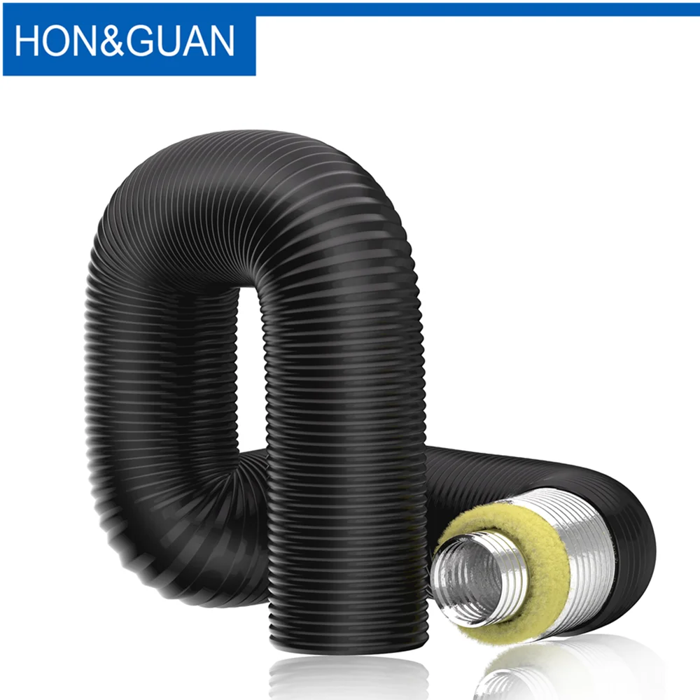 Hon&Guan 1.2/2.5/5M Low Noise Ducting Silencer for Ventilator Fans Flexible Aluminum Air Duct Hose for Extractor Household