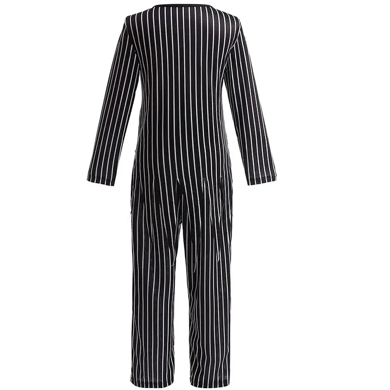

A;3\v,7'd/Children's Christmas Eve Costumes Scary Skeleton Jack Cosplay Boys Striped Two-Piece Halloween Costumex;4'v\7,h/