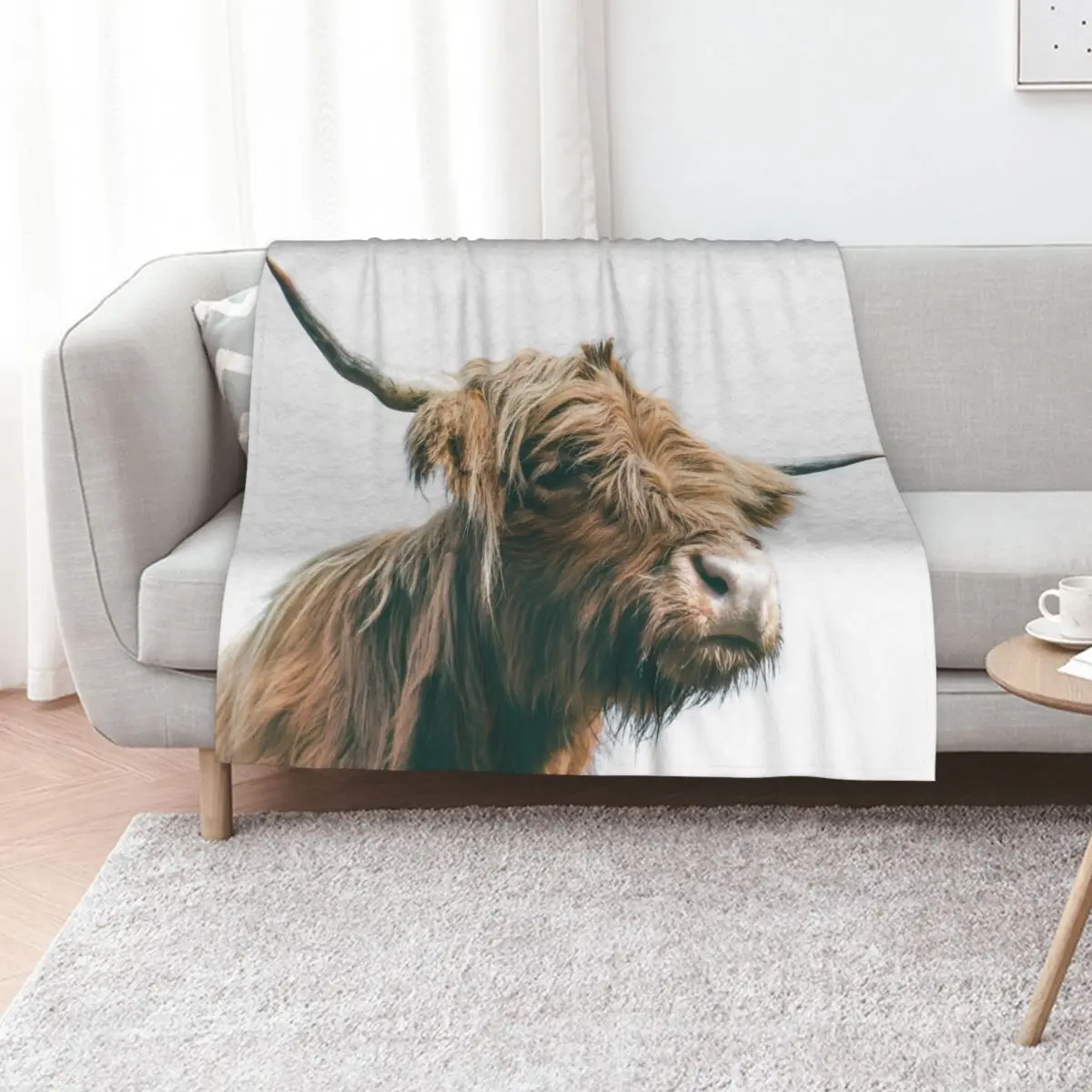 

Majestic Highland cow portrait Throw Blanket Personalized Gift Plush Tourist Luxury Blankets