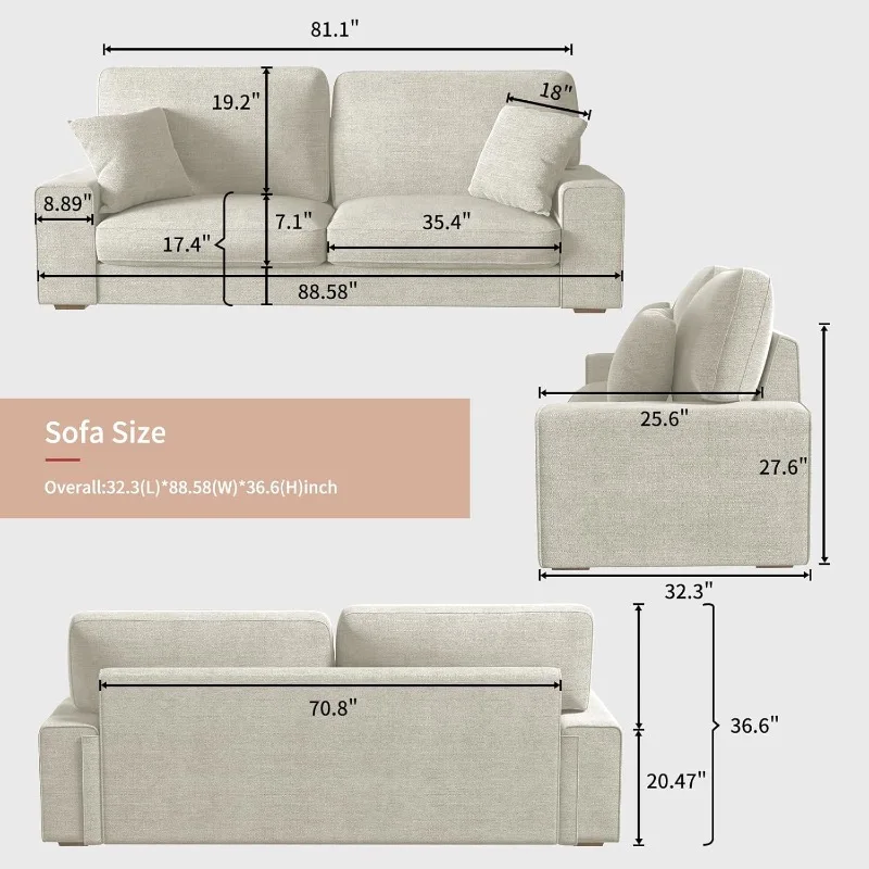 Modern Living Room Chenille Recliner Sofa Small Sofa,loveseat Sofa,Removable Sofa Cover Space Spring Cushions