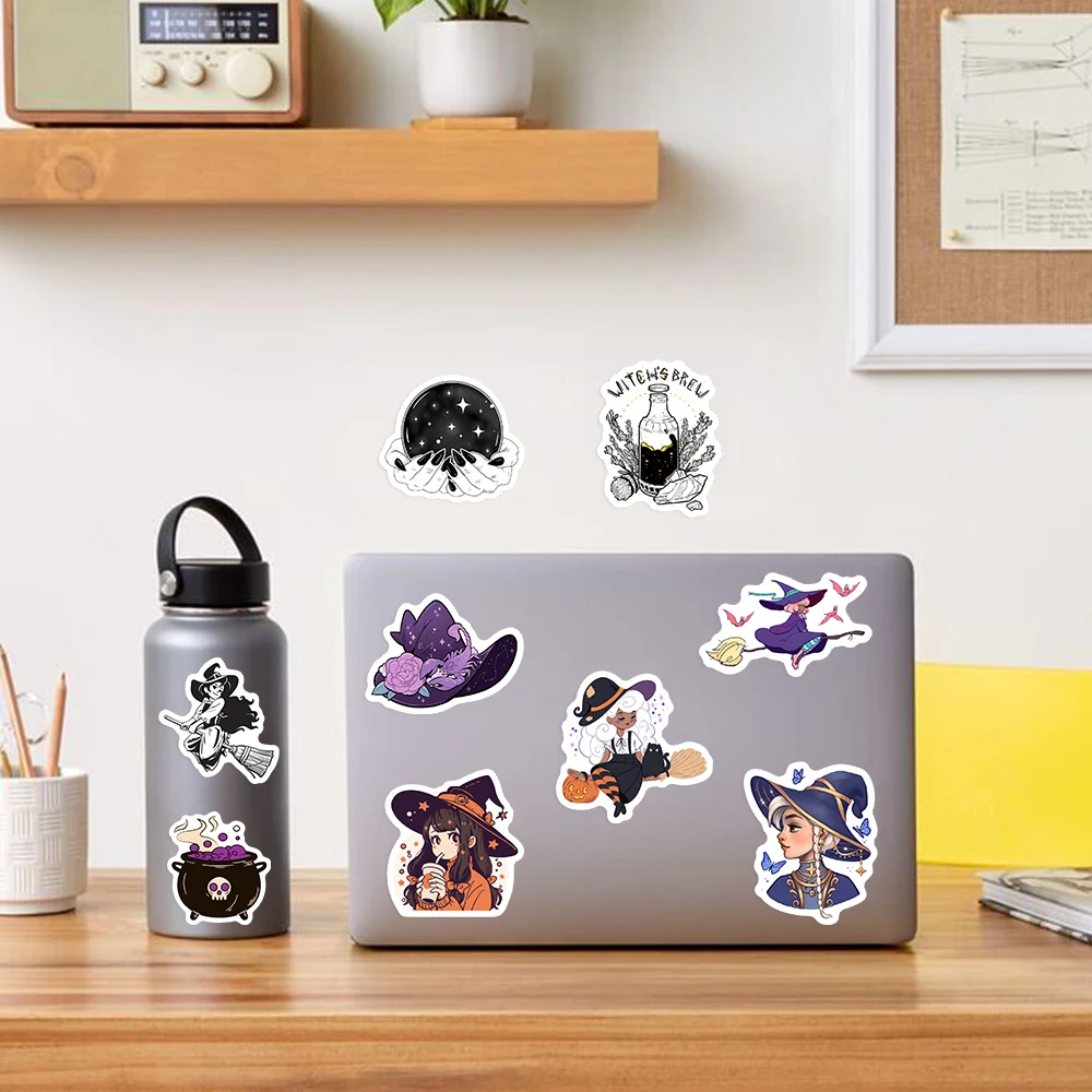 Fantasy Gothic Witch Stickers Mysterious DIY Kids Toy Gift for Phones Laptops Bottles Luggage Decorative Design Waterproof Decal