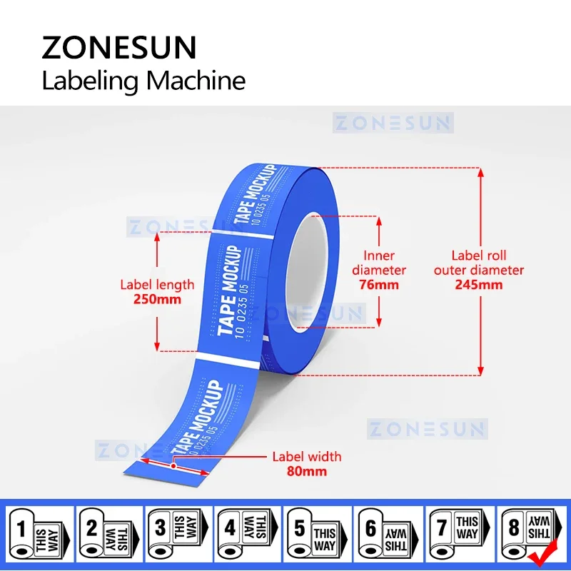ZONESUN ماكينة لصق العلامات على الزجاجات المستديرة الأوتوماتيكية ZS-TBD10