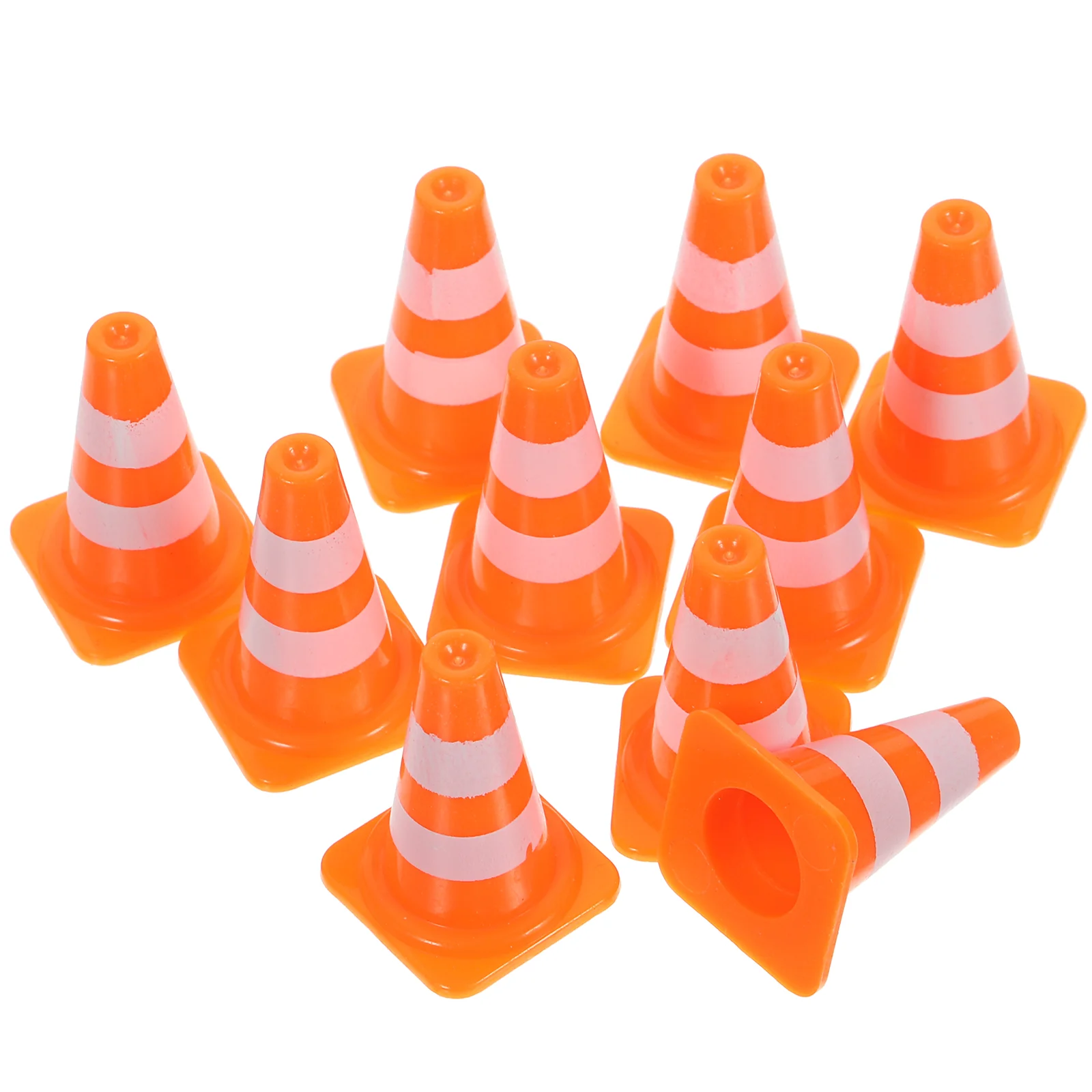 50 Pcs Mini Traffic Light Roadblock Simulation Props Man Cones Toys Small Orange Plastic