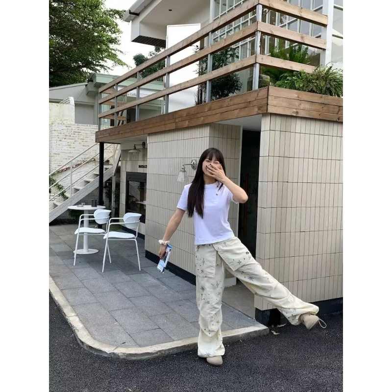 Pantalon coréen imprimé Cool pour femmes, tendance, personnalité de rue, Design Y2K, décontracté, doux, populaire, nouvelle collection automne