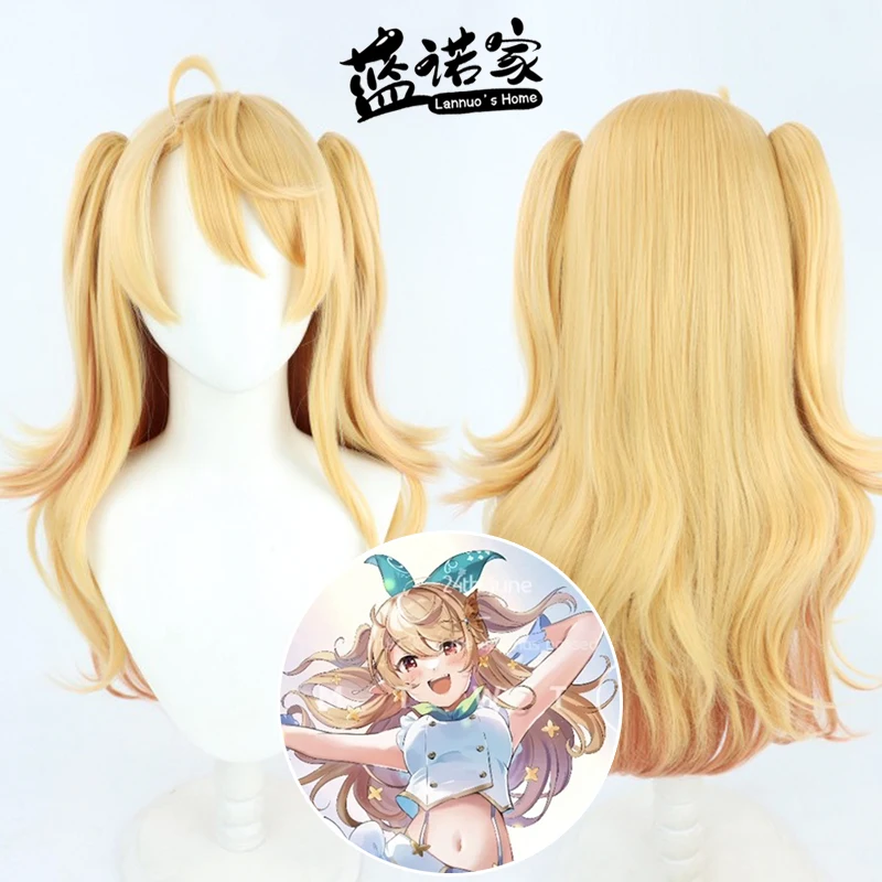 Virtual YouTube Vtuber Pomu Rainpuffcos Cosplay Wig Halloween Carnival Party Props Synthetic Hair Heat Resistant Fiber + Wig Cap