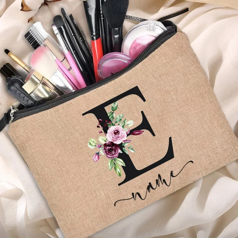 Personalisierte personalisierte Name Leinen Make-up Tasche Bachelor Party Lippenstift Tasche Brautjungfer Clutch Kosmetiktasche Outdoor Reise Schönheit – Detail 6