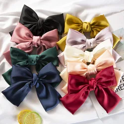 Fashion Ribbon Bow Hair Clips for Women Large Bow Hairpin Girls Satin Trendy Ladies Hairgrips Cute Barrette Hair Accessories