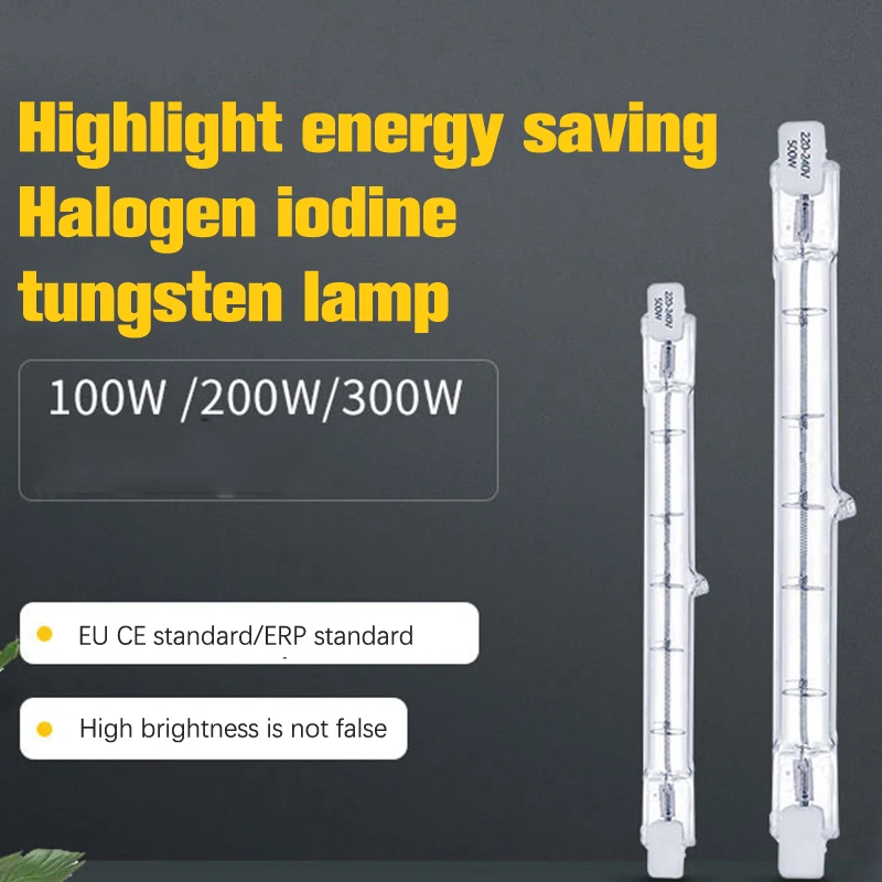 【CC315】1Pc 100/200/300W Halogen Lamp 118mm Double Ended Linear R7s Halogen Light Bulb AC230V Household Decor R7s Halogen Bulb