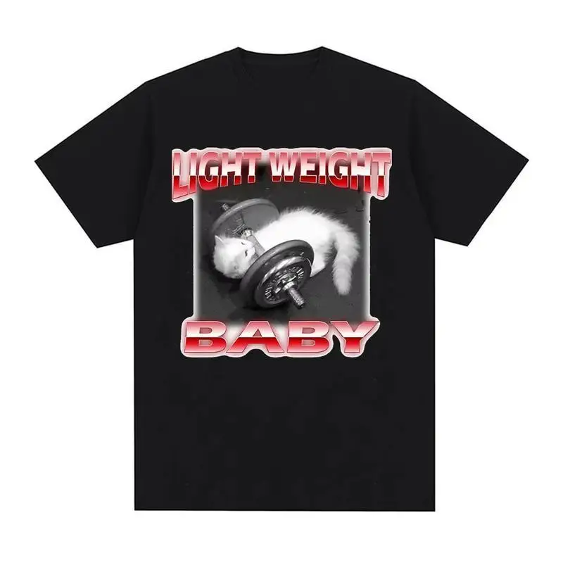 

Funny Cute Cat Dumbbell Print Crew Neck T-shirt, Casual Loose Short Sleeve Fashion Summer T-Shirts Tops Women's Clothing, Vintag