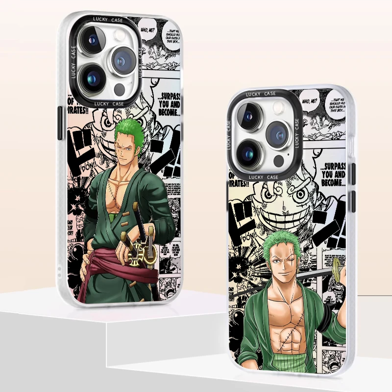 Comics One Piece Luffy Zoro Phone Case For Apple iPhone 15 14 13 12 11 XS XR X Pro MAX 8 7 Plus Laser Gradient Soft Cover