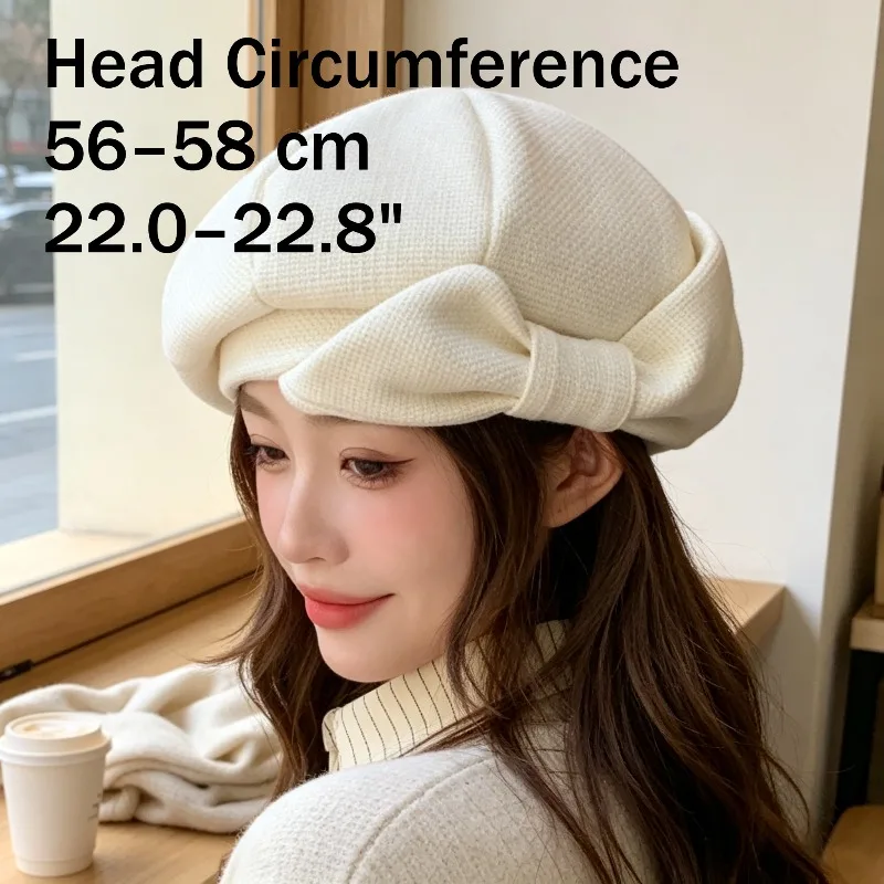 2026 Korean Style Autumn Winter New Hat For Women Bowknot Unique Design Beret Elegant Face Slimming Painter Hat Trendy
