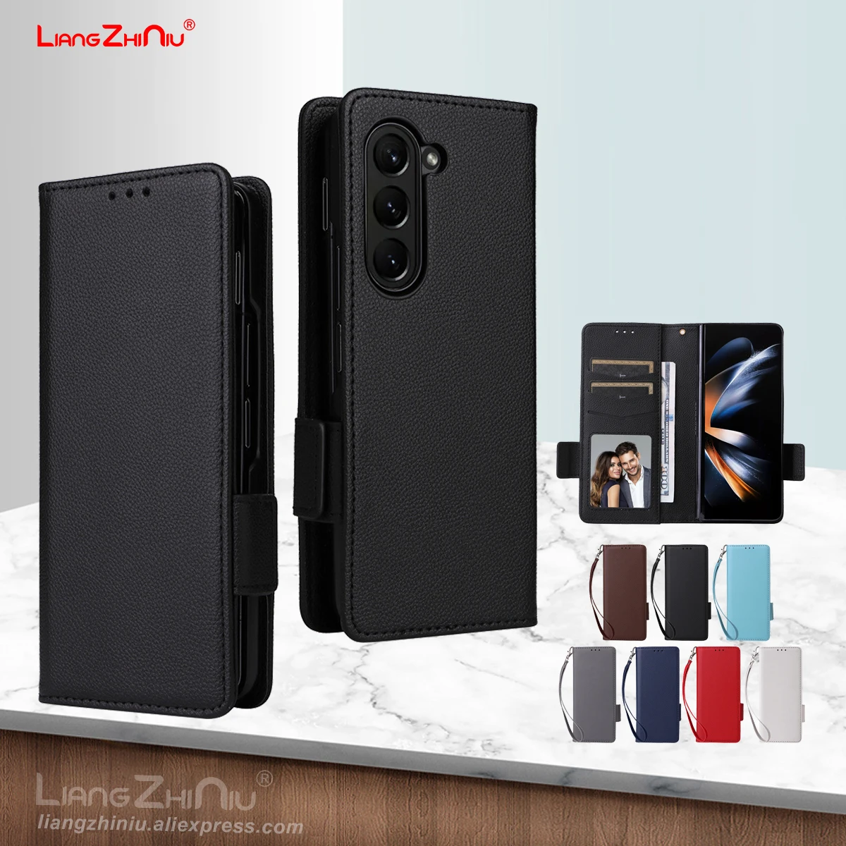 

For Samsung Galaxy Z Fold 7 6 5 4 3 Flip Leather Phone Case Litchi Texture Pu+Tpu Wallet Card Case Magnetic Flip Leather Cover