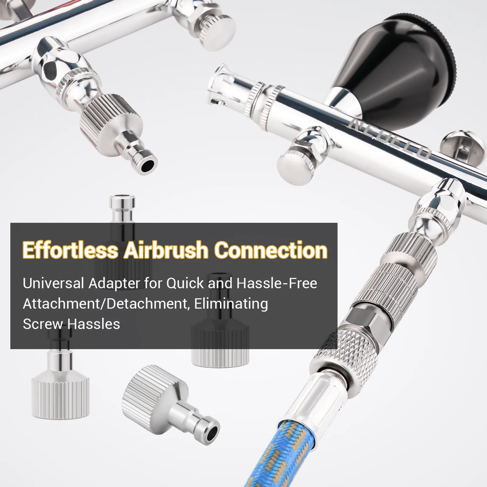 Airbrush Quick Disconnect Coupler Release Fitting Plug, 6pcs 1/8 in BSP Male and Female Connections Adapter Air Brush Accessory