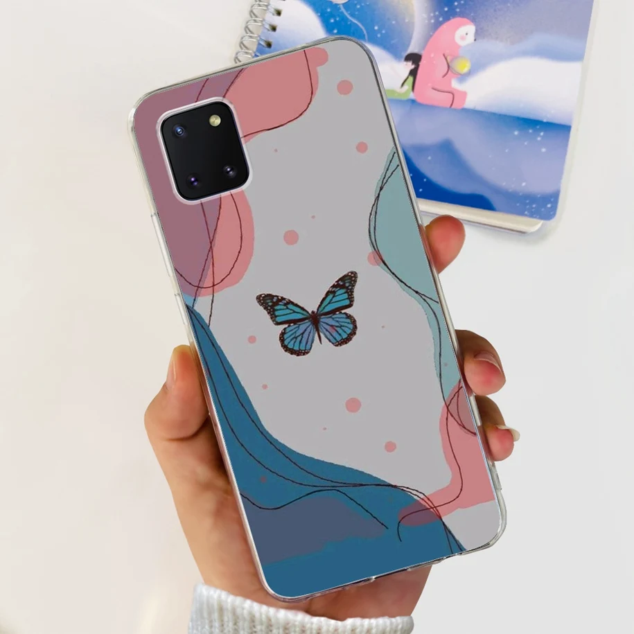Funda de silicona para Samsung Galaxy Note 10 Lite, Fundas transparentes delgadas con mariposa bonita para Samsung Note10 Lite SM-N770F