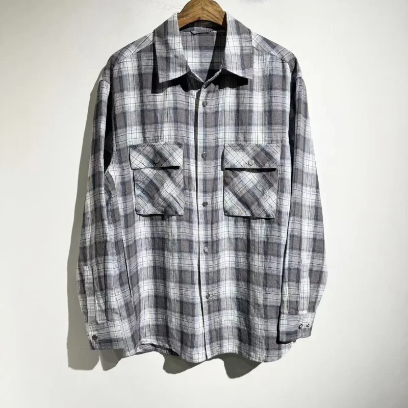 

2024ss Fashion ZZ Logo Checkered Shirt Jacket Casual Versatility Shirts Men Button Down Shirt Y2K Streetwear Clothing Clothes