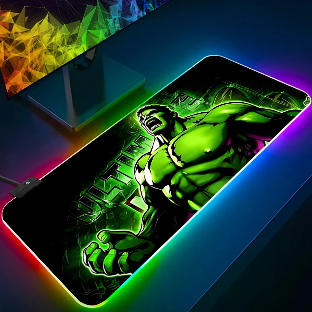 Imagem -06 - Marvel Hulk Rgb Led Brilhante Mouse Pad pc Gamer Teclado Mousepad Borracha Gaming Computer Mausepad