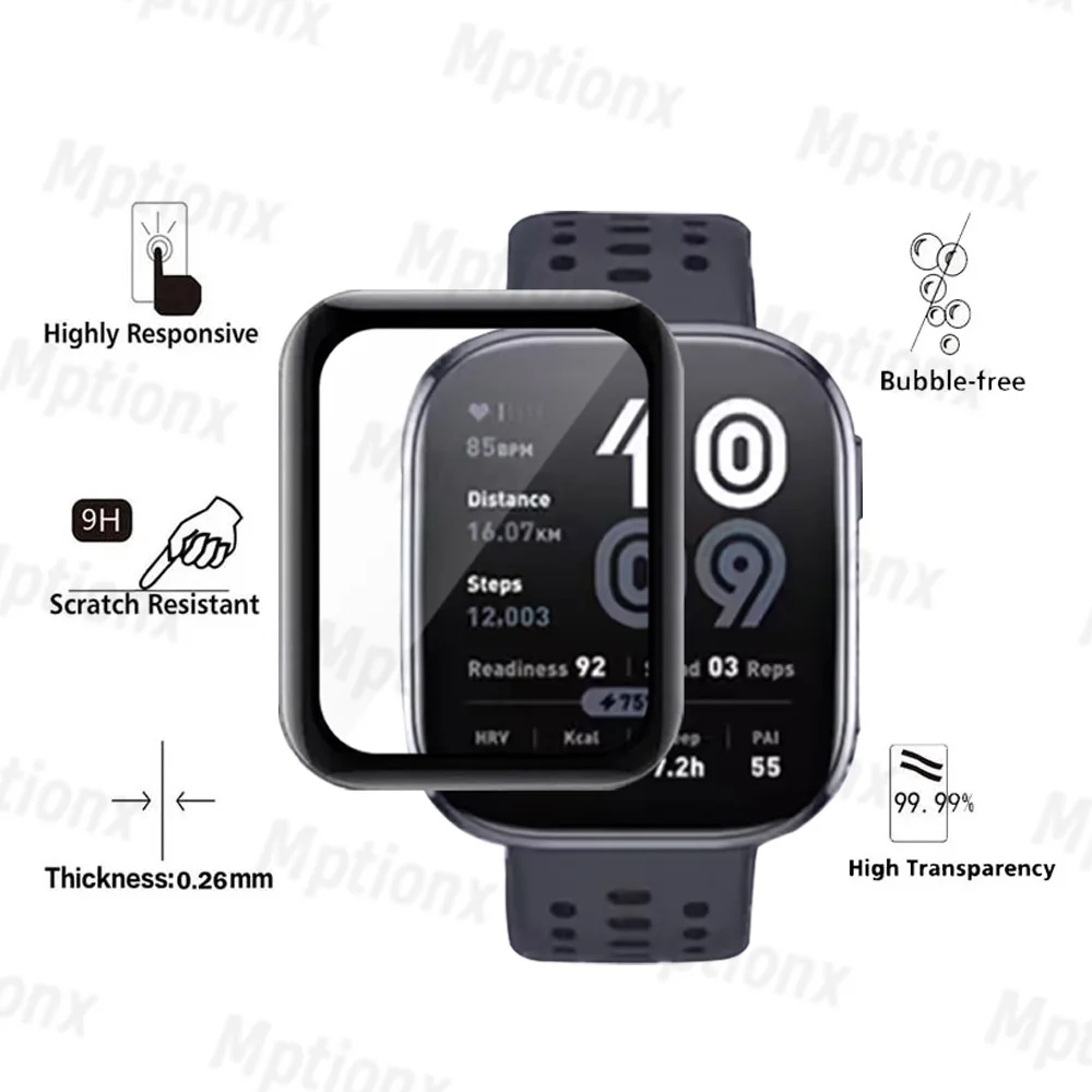 طبقة حماية كاملة التغطية لـ Amazfit Bip 6 واقي شاشة منحني فائق الدقة ومضاد للخدش لملحقات Huami Amazfit Bip6