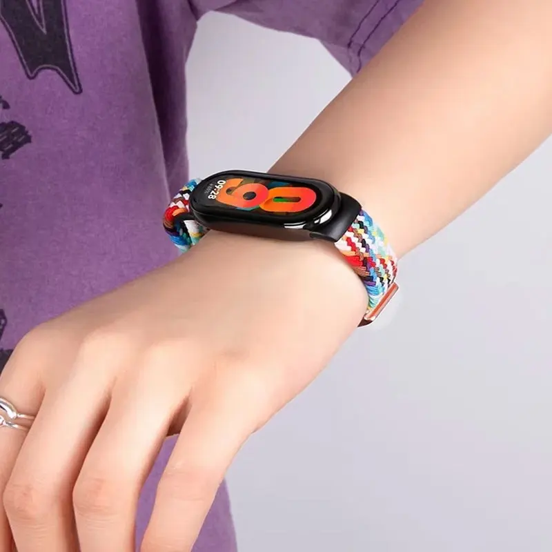 ينسج النايلون حلقة حزام ل Xiaomi Mi الفرقة 10 المغناطيسي سوار الرياضة حزام الساعات ل Xiaomi حزام (استيك) ساعة 9 8 10 Smartwatch التبعي