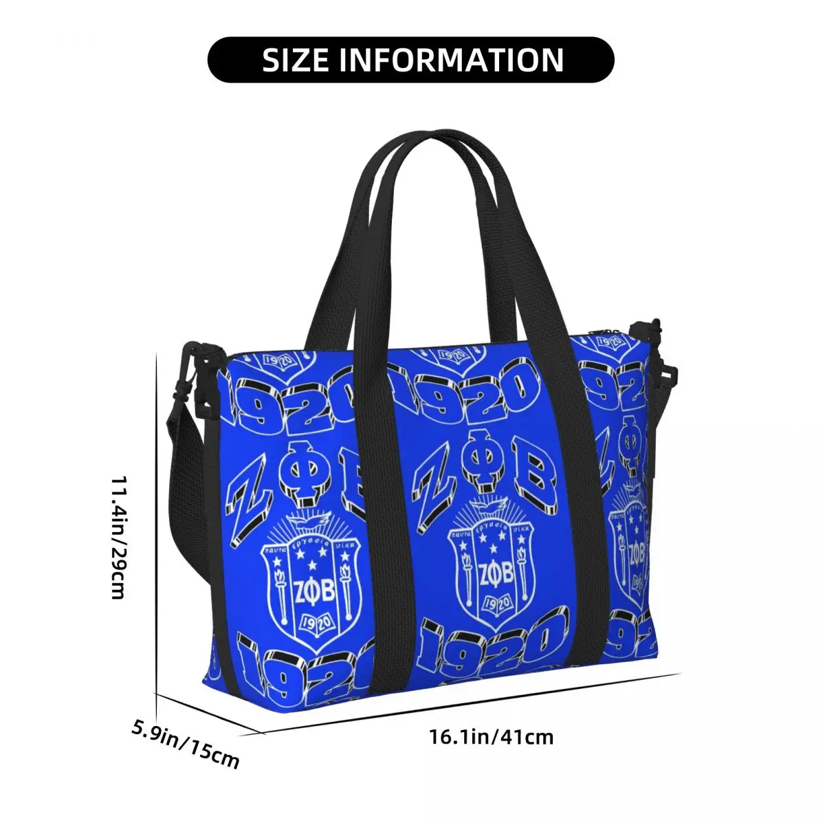 Custom Large Zeta Phi Beta Sorority Tote Bag Women Greek Letter 1920 Shoulder Shopper Beach Gym Travel Bag