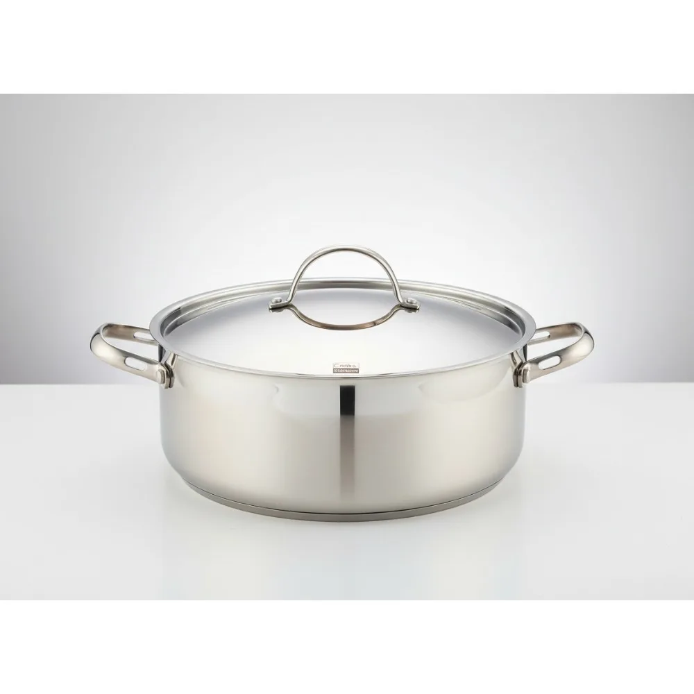 

Кастрюля из нержавеющей стали емкостью 7 литров с крышкой — трехслойная крышка для равномерного нагрева, индукционная совместимая посуда