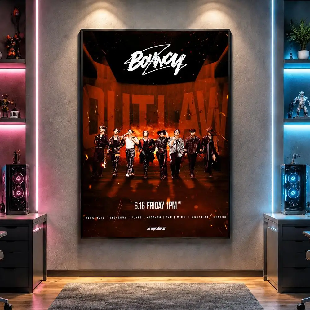Group A-ATEEZ K-Pop Performance Poster Wall Art Bedroom Living Room Dorm Bar Cafe Gym Studio Home Decor Gifts - view 2