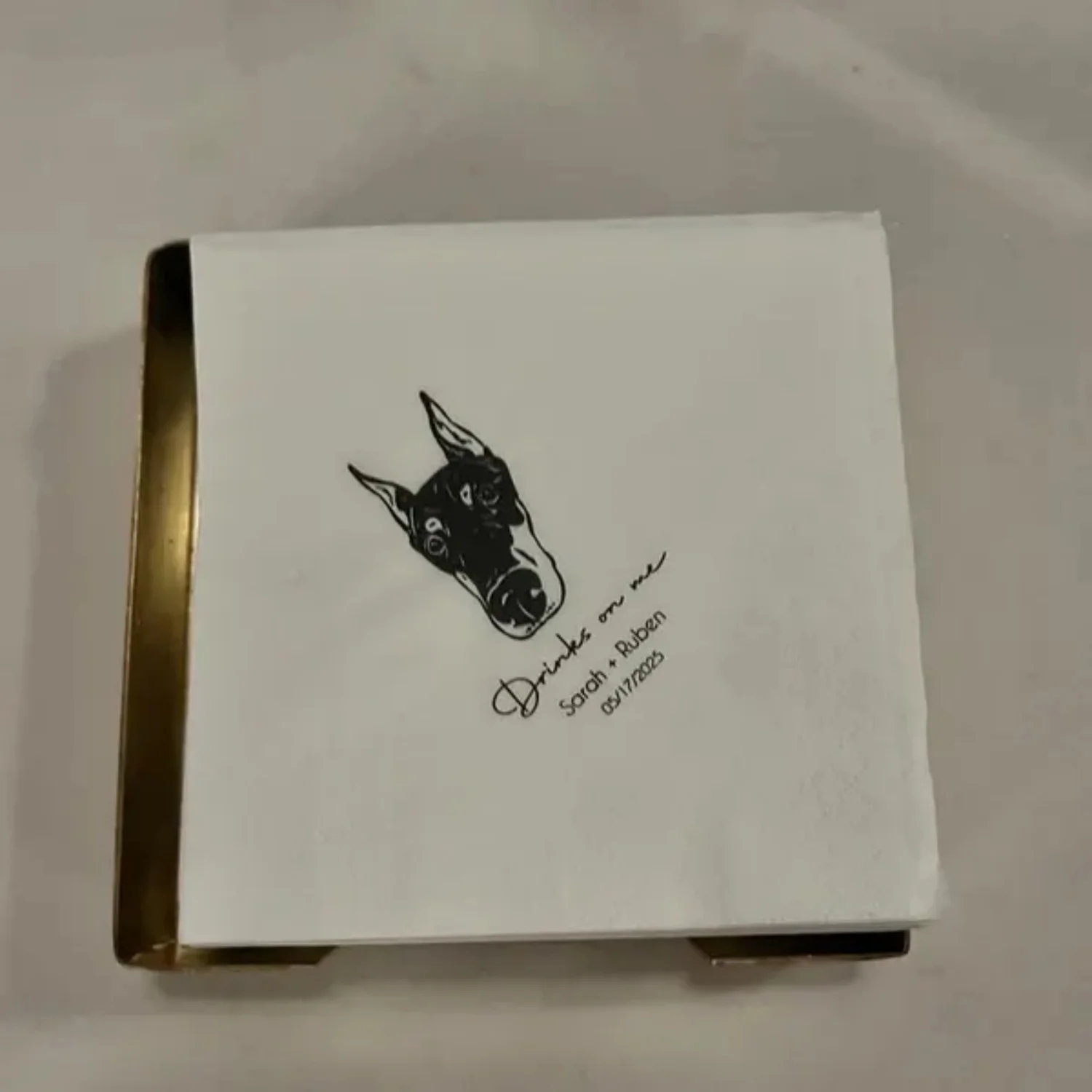 

50 шт. бумажные салфетки на заказ, персонализированные салфетки для домашних животных, нарисованные вручную салфетки для домашних животных, свадебные салфетки для домашних животных, салфетки для собак