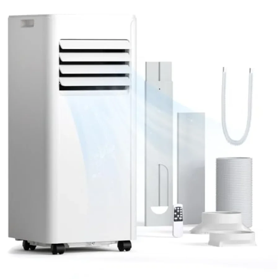 Portable air conditioner for bedroom office dorms, aluminum housing, white, 10000 BTU cooling with 4-in-1 function, quiet opera