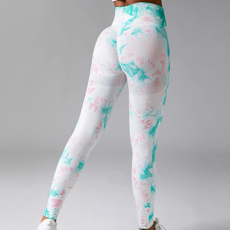 Seamless Tie Dyed Leggings Push Up Yoga Tight Women Pants Drift Printed High Waist Workout Tourse Sports Running Fitness Pants