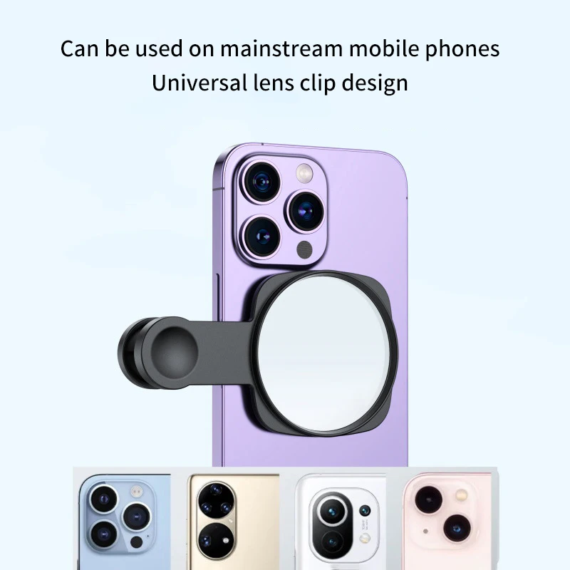 Smartphone Camera Mirror Reflection Clip Kit Portable Mobile Phone Camera Mirror Clip With Storage Bag Phone Rear Selfie Mirror