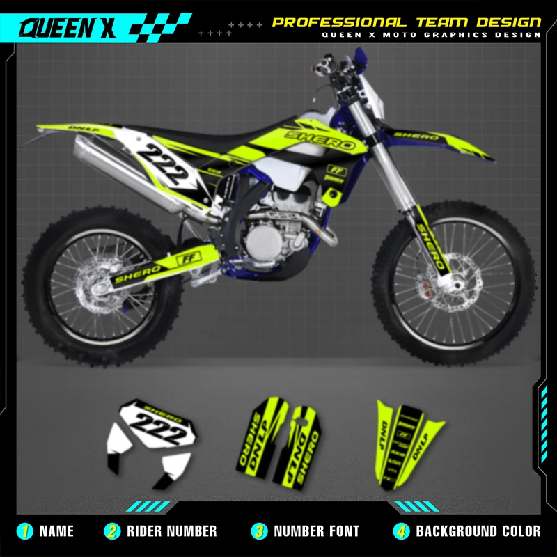 Queen X MOTOR Custom Team Graphics Decals Stickers Kit For Sherco Decal 2017 2018 2019 2020 SE SEF  001