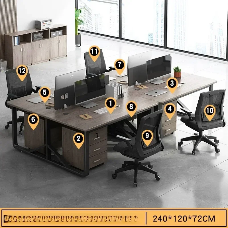Durable Office desk and chair combination two-person workstation commercial office workbench staff computer desk